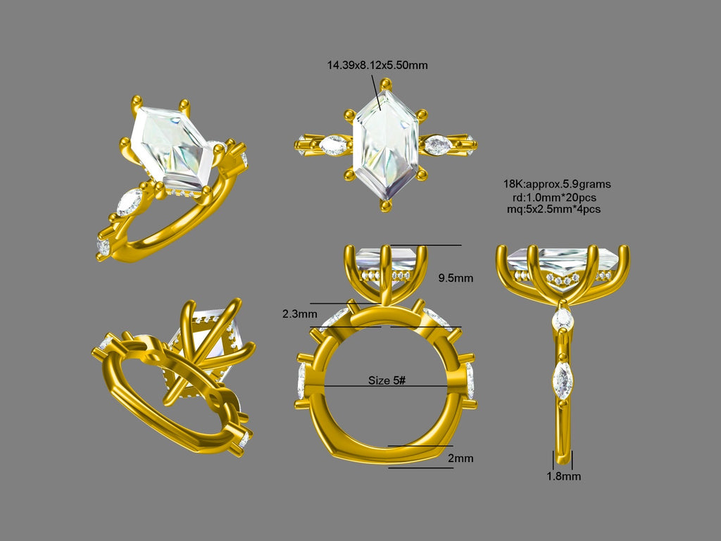Custom Made Engagement Ring Set: (Money)