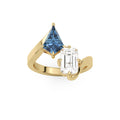 Laurier Sapphire Kite and Emerald Diamond Engagement Ring