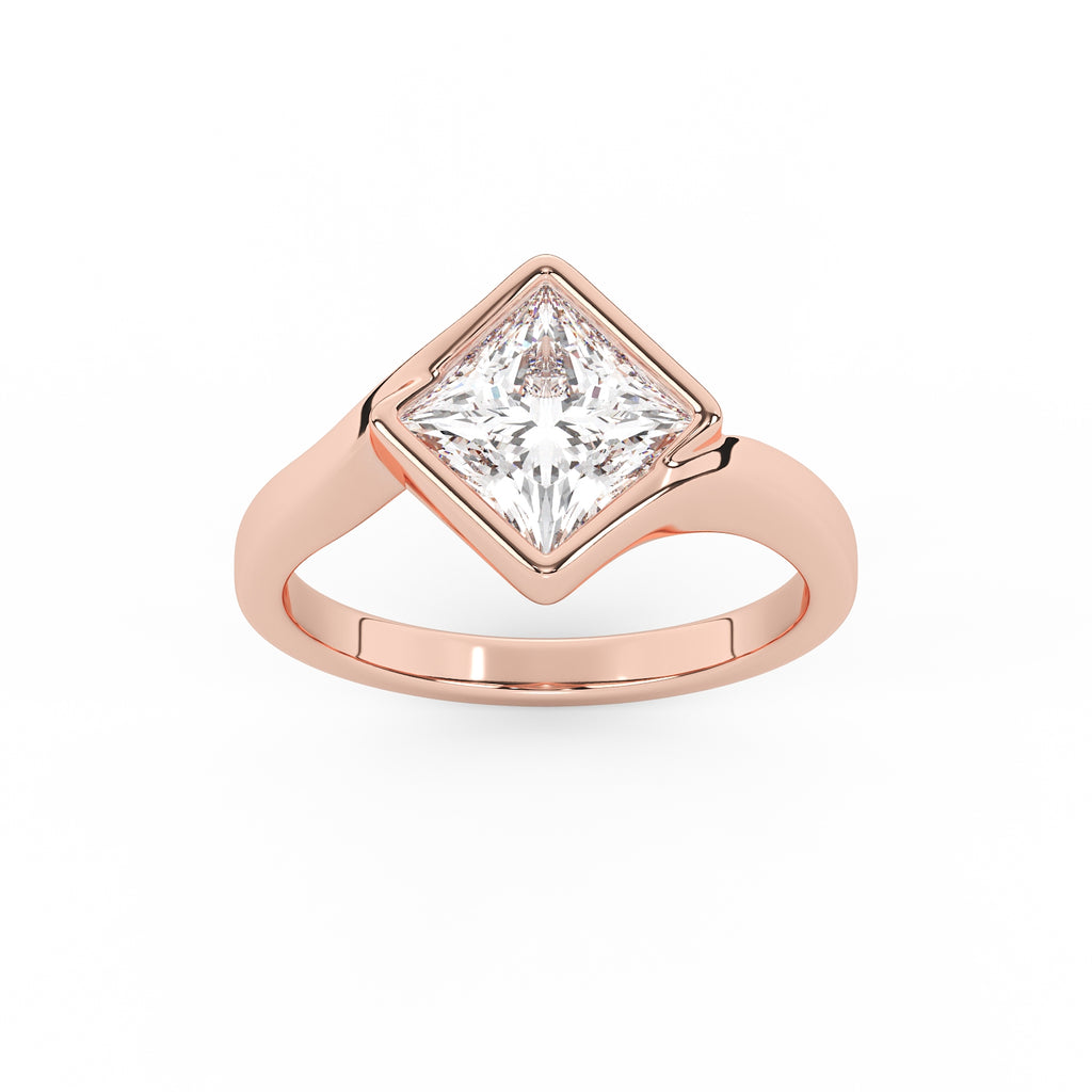Zoey Princess Bezel Engagement Ring