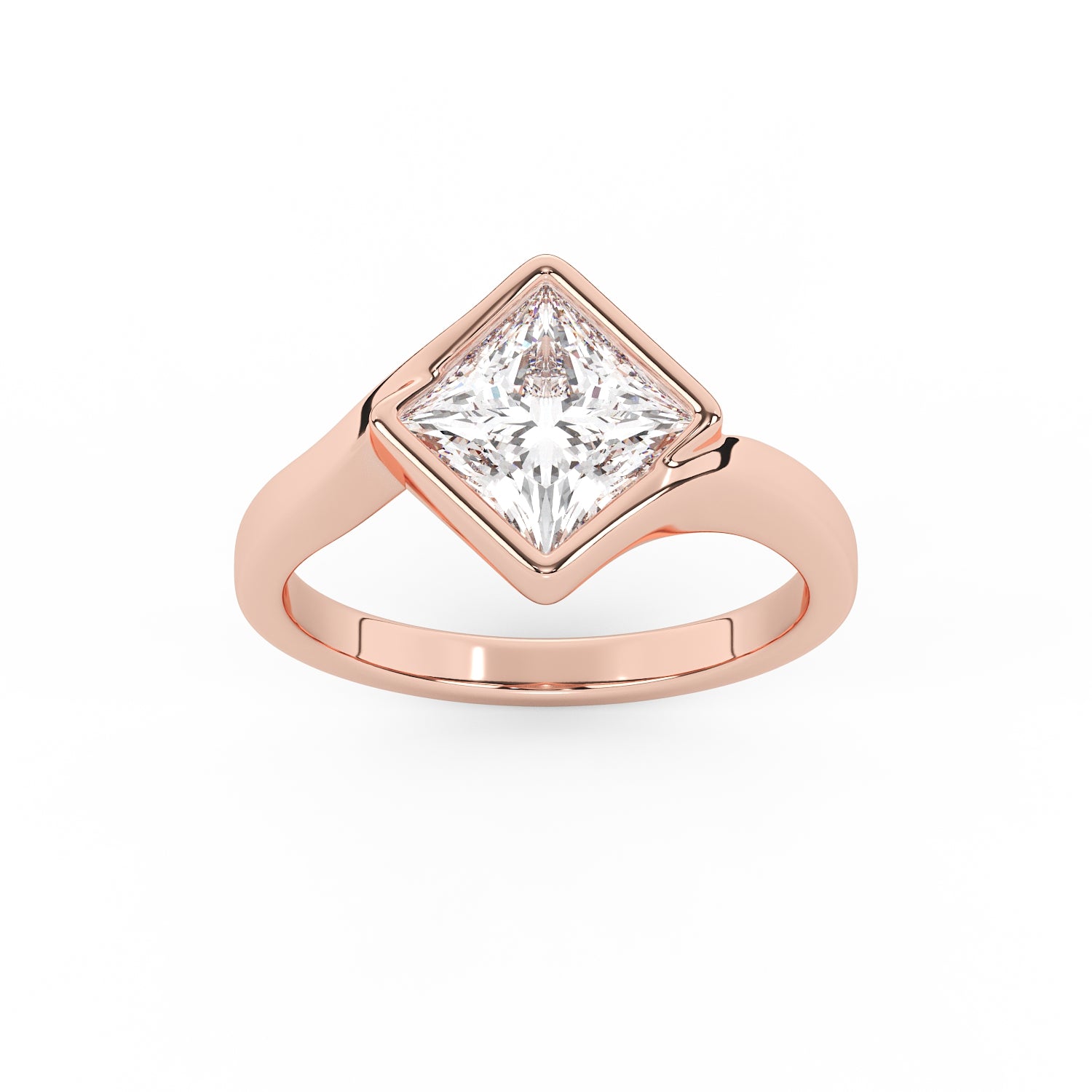 Zoey Princess Bezel Engagement Ring