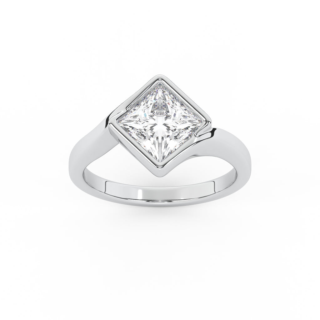 Zoey Princess Bezel Engagement Ring