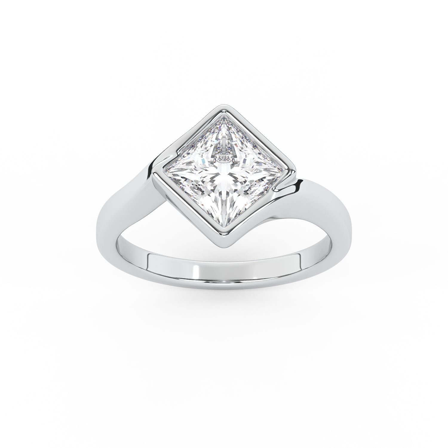 Zoey Princess Bezel Engagement Ring