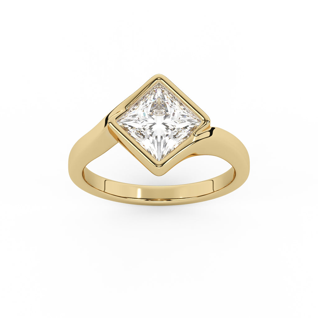 Zoey Princess Bezel Engagement Ring
