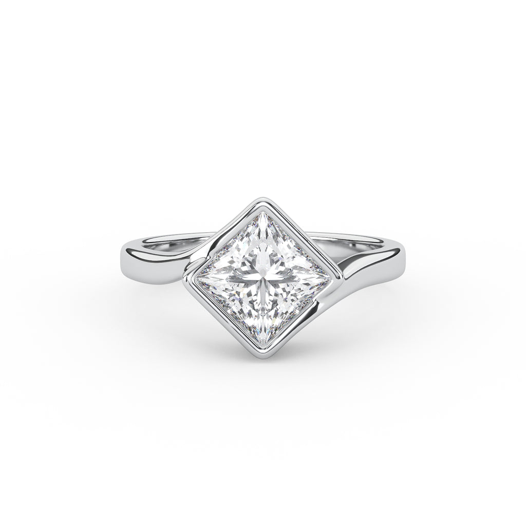 Zoey Princess Bezel Engagement Ring