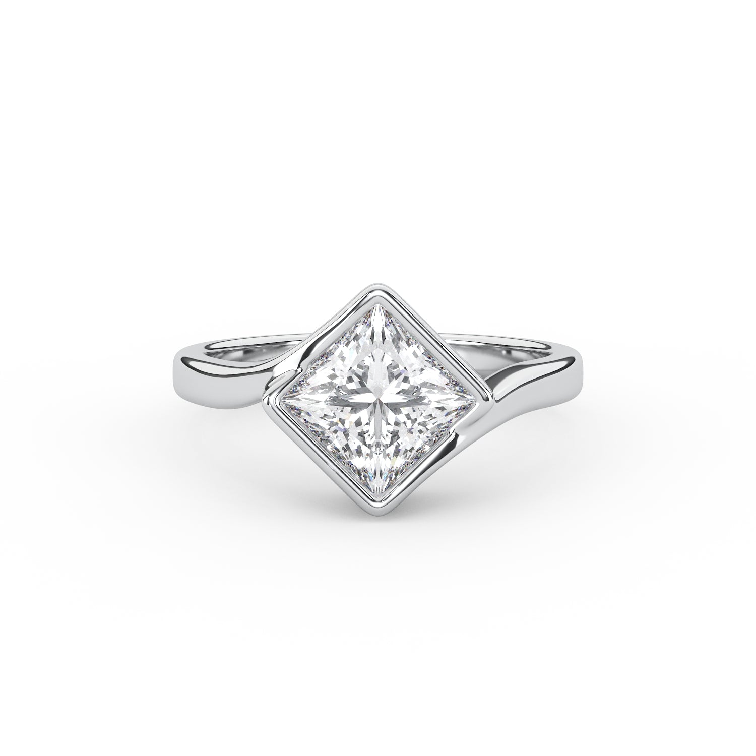 Zoey Princess Bezel Engagement Ring
