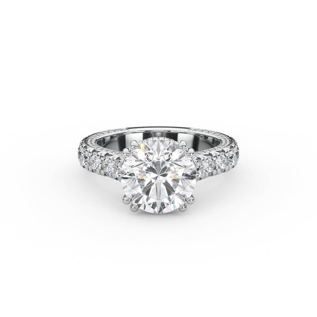 Josephine French Pave Round Engagement Ring